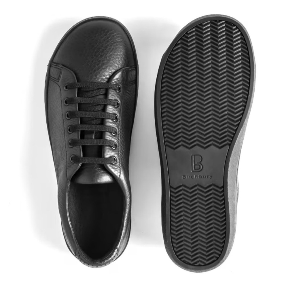 Birchbury Bramford Minimalist Barefoot Leather Sneakers | Black